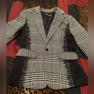 Houndstooth & Black with lace New York & Company suit jacket